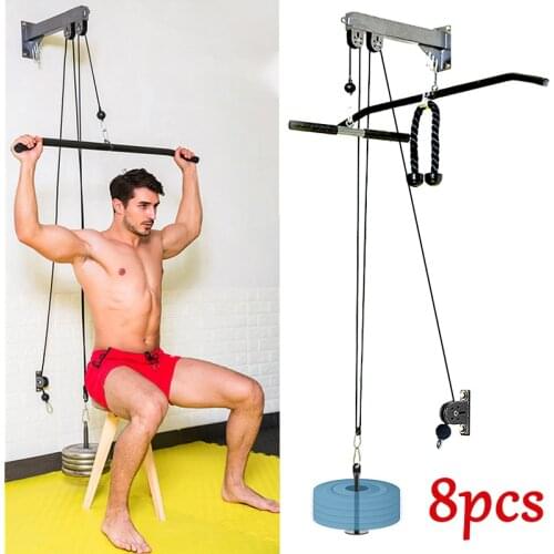 DIY Fitness Pulley Cable Machine Attachment System Biceps Triceps Rope Strength Trainning Home Gym Pulle Down Workout Equipments