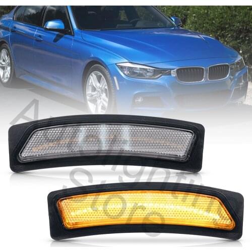 For BMW 3 4 Series F30 F31 LCI 320i 4 420i 428i 435i 440i M Sport 16-18 2X Clear Lens Fender Side Markers Lights Turn Signals