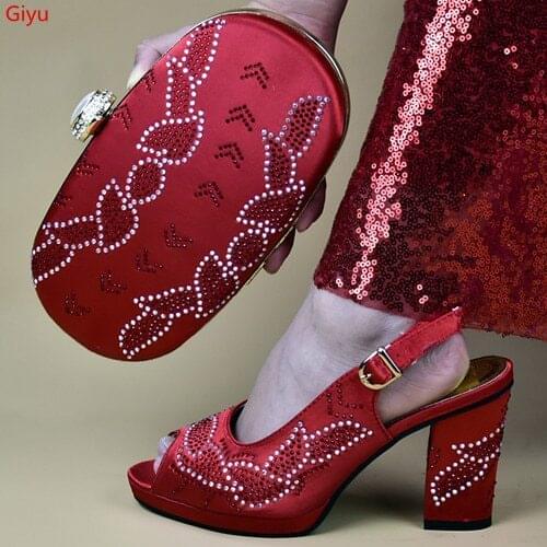 Doershow Italian Matching Shoes and Bag Set African Wedding Shoe and Bag set Italy Shoe and Handbag Summer Set Women!SMS1-26