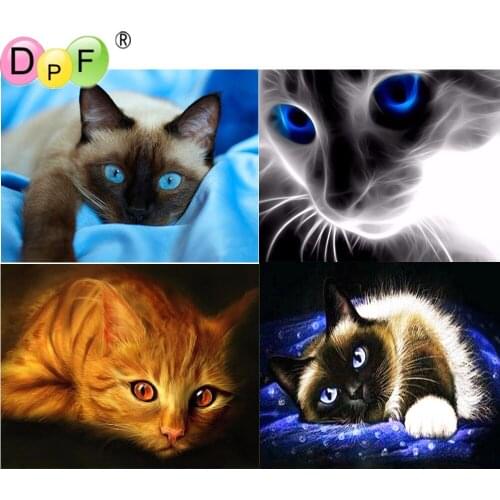 DPF 5D DIY Diamond Painting Full Square/Round Drill "Cats" Embroidery Cross Stitch crafts gift Home Gift Mosaic Art Decor