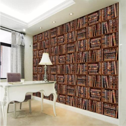 European Retro Books Bookshelf Photo Wallpapers for Living Room Bedroom Study Office Papel De Parede 3d Wall Papers Home Decor