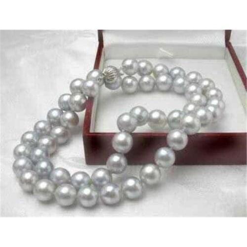 Hot sale new Style Rare! 8mm Silver Gray SEA SHELL SHELL PEARL NECKLACE 18" AAA