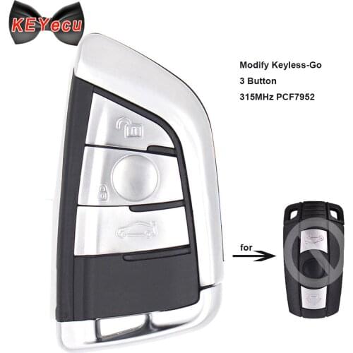Keyecu Keyless-Go Modify Smart Remote Key 3 Button 315MHz PCF7952 for BMW CAS3 3/5 Series X5 X6