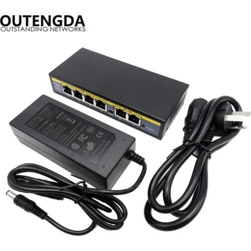 4+2Ports PoE Power Over Ethernet Switch Suitable for Hikvision DAHUA Surveillance cameras with 802.3af/at PoE Powered Devices