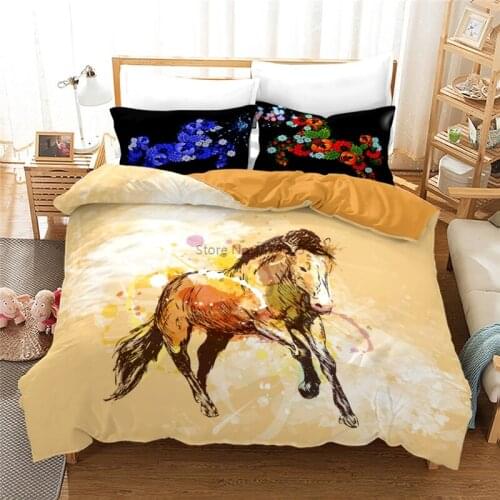 Art Horse 3d Printed Duvet Cover Sets Pillowcases Animals Bedding Set Comforter Cover Set Twin Full Queen King Size Bedclothes