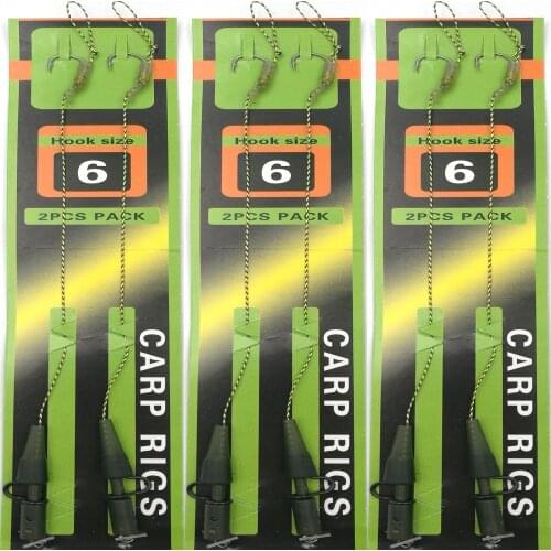 6Set/Bag Carp Fishing Hand Made Carp Hook Coated Braid Line Hooks fishing heavy duty clip fishing accessories Size 6# 4