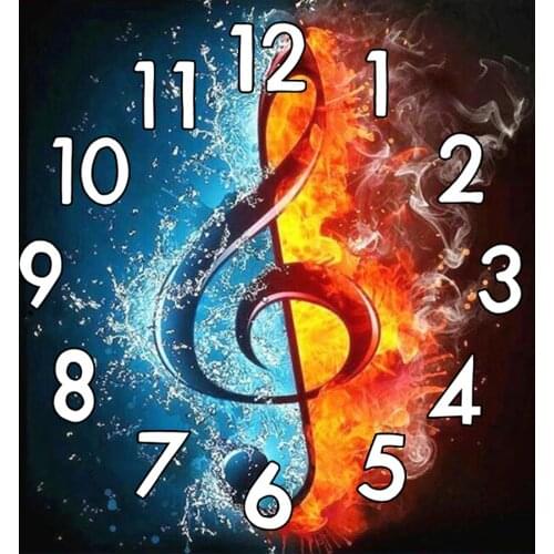 Full Square Round 5D Diamond Painting Kit With Clock Mechanism -music- Cross stitch 3d Diamond Embroidery Mosaic Animal Gift