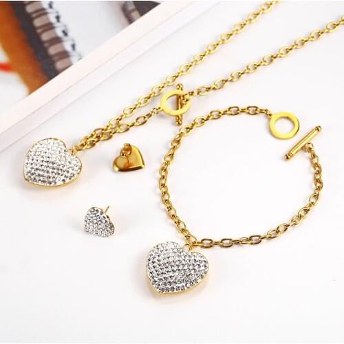 OUFEI Stainless steel Jewelry Woman Set Heart Necklace Earrings Jewelry Set Bohemian Fashion Jewelry Accessories Gifts For Women