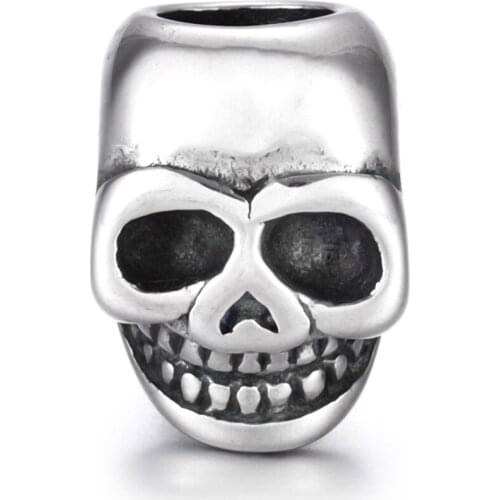 Stainless Steel Skull Bead Polished 5mm Large Hole Beads Metal Charms DIY Bracelet Components Jewelry Making Accessories