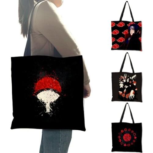 New Arrival Handbags 2020 Dark Fighting Animi Sasuke Uchiha Family Shoulder Bag Women Large Capacity Shopping Totes 13156