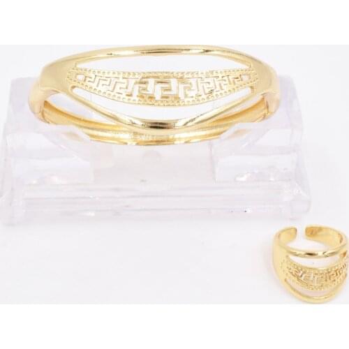 NEW High Quality Ltaly 750 Gold color Jewelry Set For Women african beads fashion Bracelet Ring jewelry