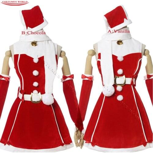 New Adult Women Christmas Costume Game Nekopara Cosplay Costume Vanilla Christmas Hat Cosplay Chocola Sexy Dress for Women Girls