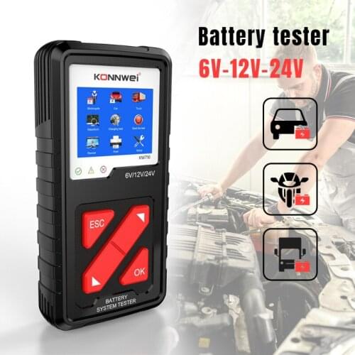 KW710 6V 12V 24V Portable Multifunctional Car Battery Tester 100-2000CCA Car Diagnostic Tool Support 13 Languages Battery Tester