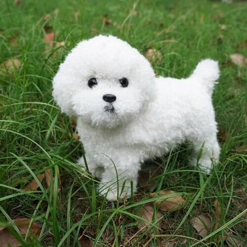 Realistic White Teddy Dog Simulation Model Toys Soft Cute Animal For Kids Dolls Best Stuffed Toys Decoration Gift Pet Lifeli