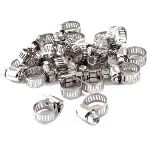Adjustable 8-12mm Range Worm Gear Hose Clamps 20PCS Silver Tone