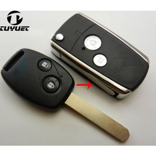 2 Buttons Remote Folding Key Shell Fit For Honda Pilot CRV Accord Civic Fob Modified Keyless Case Flip Foldable replacement 2B