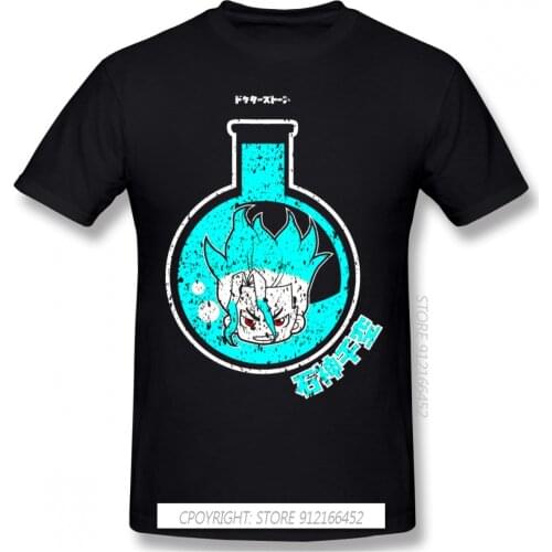 SENKU CHIBI Print 100% Cotton Funny T Shirts Dr Stone Ishigami Tsukasa Post Apocalyptic Anime Men Fashion Streetwear