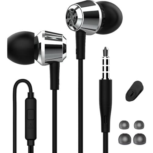 HAPPYAUDIO W1 Stereo Headphones with Microphone HD Noise Reduction Wired Earbuds Bass Sport Earphones Gaming Headset 3.5mm Jack