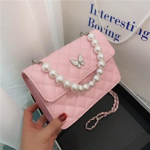 Womens bags for women designer brand luxury women bag 2020 saddle Shoulder pink mini chain pearl beach boho cute strap handbags