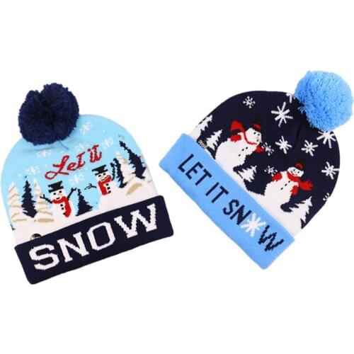 LED Christmas Hat Sweater Knitted Beanie Christmas Light Up Knitted Hat Christmas Gift For Kids Xmas 2020 New Year Decorations