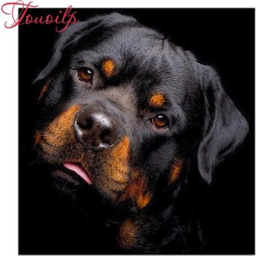 Touoilp 5D DIY Diamond Painting Animals Rottweiler Dog Cross Stitch Diamond Embroidery Mosaic Rhinestones Needlework Home Decor
