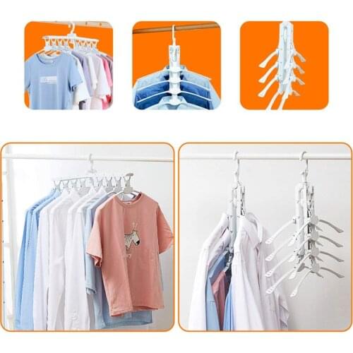 1Pc Hanging 8 In 1 Magic Clothes Hanger Non-slip Retractable Closet Organizer Holder Drying Rack Folding Space Save Accessories