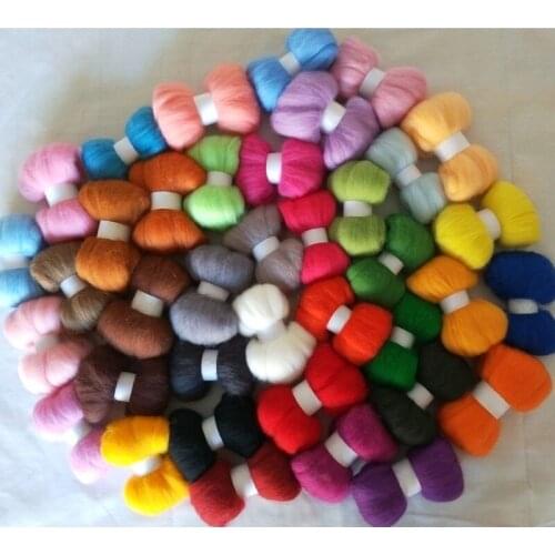 WFPFBEC 70S WOOL FOR FELTING sets wool fiber 10g/bag 37colors wool roving