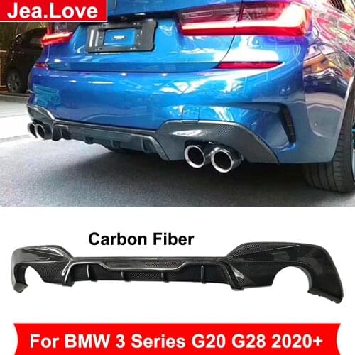M Style Real Carbon Fiber Rear Bumper Shovel Spoiler Lip Diffuser For BMW 3 Series G20 G28 Sport 2020+ Car Body Tuning Kit Part