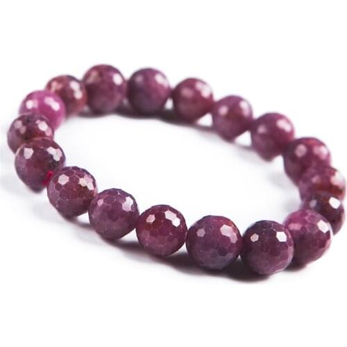 Genuine Natural Red Gem Stone Faced Jewelry Bead Stretch Crystal Lady Fashion Bracelets 11mm