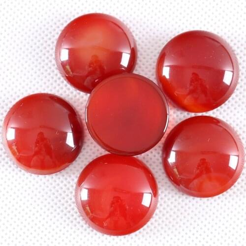 2Pcs/Lot 25MM Round Natural Stone Bead Red Carnelian Onyx CAB Cabochon For Jewelry Making DIY Bracelet Necklace Pendant K1062