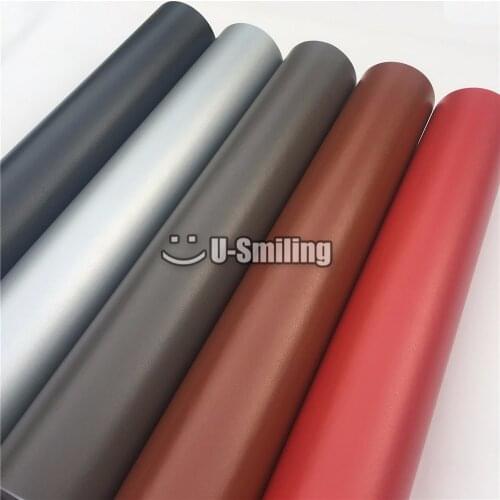 5 Colors Red Black Brown Silver Grey Leather Vinyl Wrap Film Stickers Car Wrapping Sheet Decoration Bike Console Computer Cover