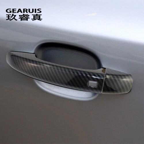 Car Styling Door Handle Decoration Frame Covers For Audi A4 B8 Q5 Q3 Carbon Fiber Doorknob Stickers Trim Auto Accessories