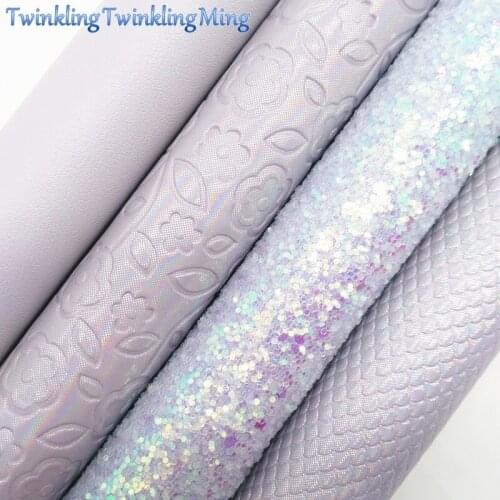 Light Purple Glitter Fabric, Mermaid Faux Leather Fabric, Synthetic Leather Fabric Sheets For Bow A4 8"x11" Twinkling Ming XM335