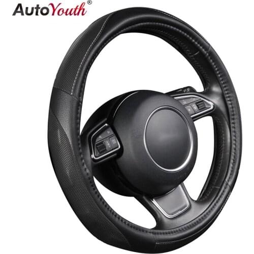 AUTOYOUTH PU leather Universal Steering Wheel Cover Car Styling Sports Car Steering Wheel Cover Auto Parts For 38cm / 15inch