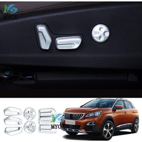 For Peugeot 3008 GT 2017 2018 Chrome Interior Seat Adjustment Switch Knob Button Control Cover Trim Garnish Molding Car Styling