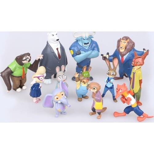 Disney 12Pcs Toys Model Pixar Zootopia Zootropolis Action Figure Judy Hopps Nick Wilde Fox Rabbit Anime Cosplay for Childre