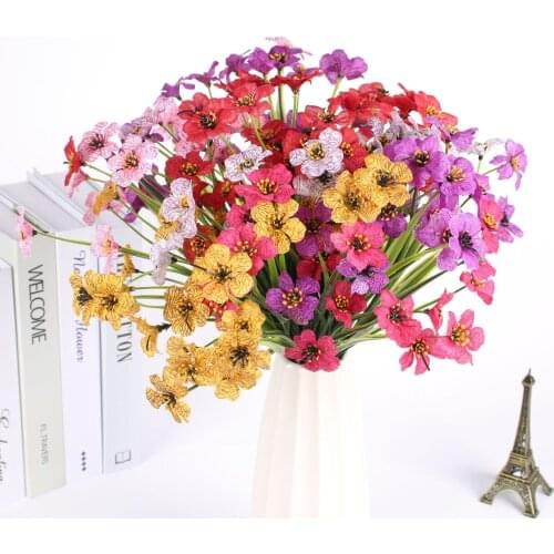 5 heads Violet Artificial Flowers Bouquets aquatic fake plants for Home Garden Party Decoration