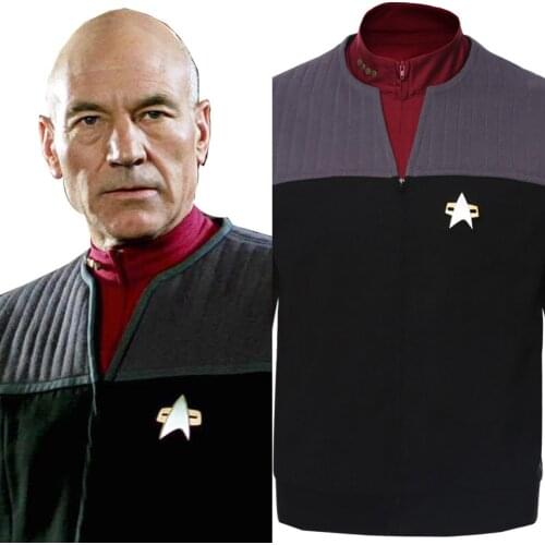 Cosplay Trek Jean-Luc Picard Costume Generations Coat Jacket Suit Halloween Carnival Cosplay Suit