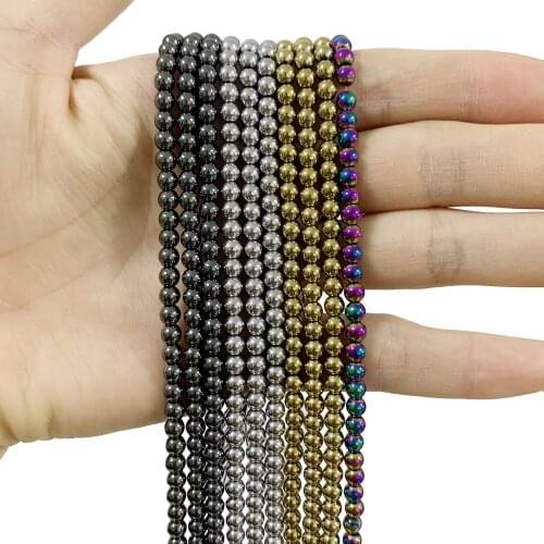 Round Loose Spacer Bead for DIY Bracelet Necklace Natural Hematite Stone 4/6/8/10/12mm Jewelry Making Accessories Wholesale B466