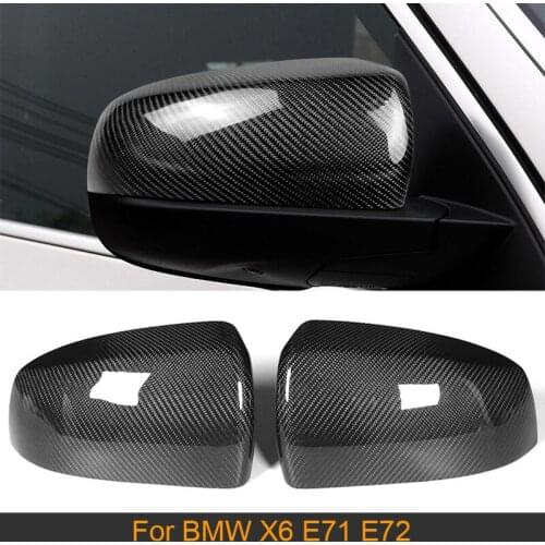 Carbon Fiber Car Side Mirror Covers Caps for BMW X6 E71 E72 2008 - 2014 Not X6M Car Rearview Mirror Covers Caps Shell