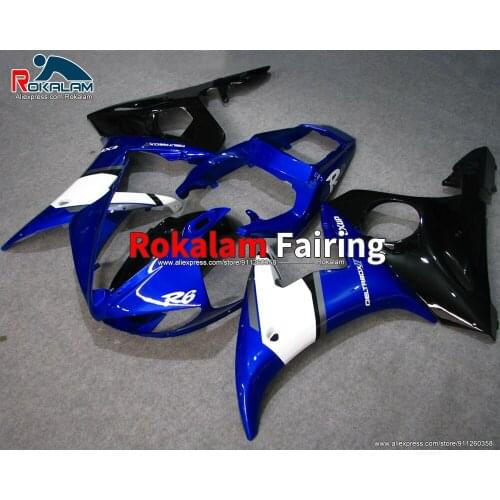 Body Set For Yamaha YZF600 R6 2003 2004 YZFR6 03 04 White Blue Black Aftermarket Motorbike Fairing Kit (Injection Molding)