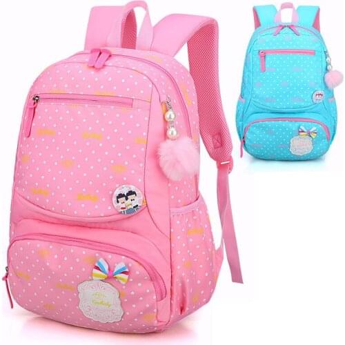 Cute school bags for girls suitable for grades 1-5 cartoon dots printing children school backpack for girls Mochila wholesale