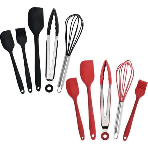 5 Pcs/set Silicone Cooking Utensils Set Non-stick Cookware Spatula Oil Brush Egg Beater Food Tongs Kitchenware New Arrivals