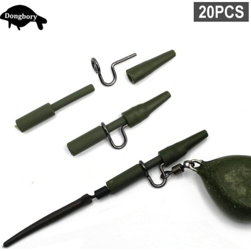 20PCS Carp Fishing Accessories Heavy Duty Safety Lead Clips with Tail Sleeves Quick Change Safety Lead Clips Kit Carp Rig Tackle