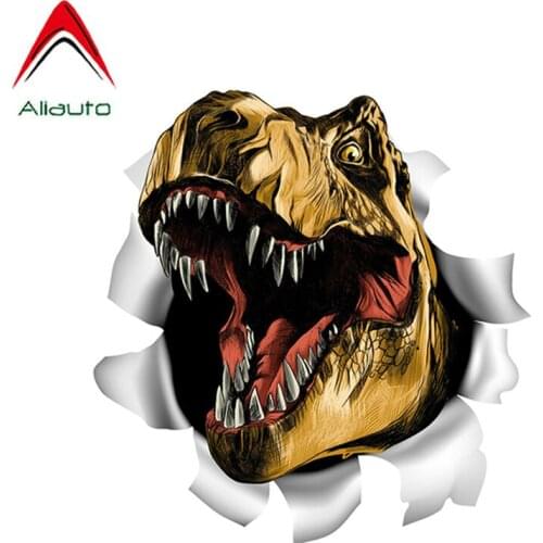 Aliauto Dinosaur T-Rex Torn Metal Car Sticker Waterproof Cover Scratch Decal Laptop Motorcycle Auto Accessories PVC,13cm*12cm