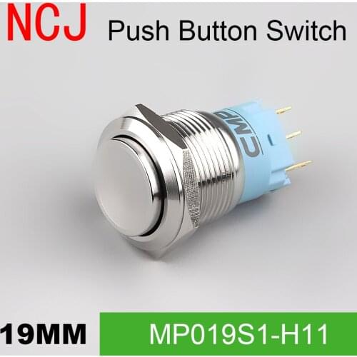 NCJ 19mm Metal Push Button Switch IP67 Maintained Alternate Latching & self-reset Momentary Reset 5A