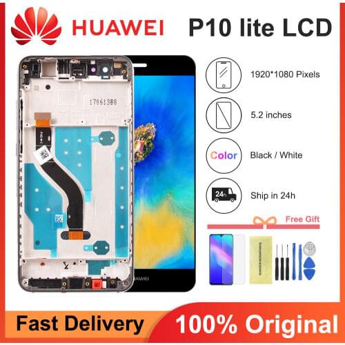 100% New 5.2" LCD For HUAWEI P10 Lite Display Touch Screen with Frame For HUAWEI P10 Lite LCD Screen was-lx1 was-lx1a
