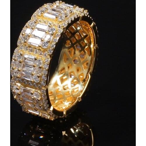 New Fashion Hip Hop Jewelry 8MM 10MM Full CZ Cubic Zircon Charm Iced Bling Tready Copper Zircon Ring for Men Women Gold gifts