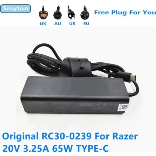 Original RC30-0239 AC Adapter Charger For Razer 20V 3.25A 65W TYPE-C RC30-02390100 Laptop Power Supply