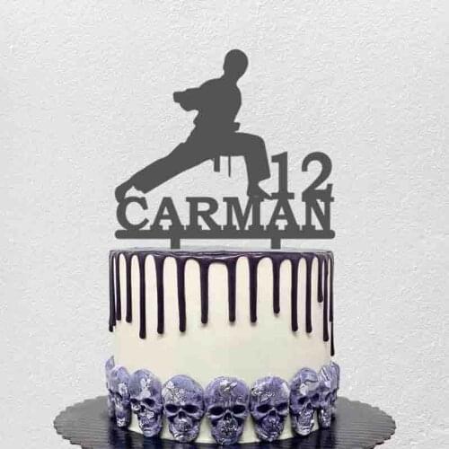 Personalized Karate Cake Topper Custom Name Age Male Martial Arts Karate Birthday Party Cake Decoration Ninja Cake Topper